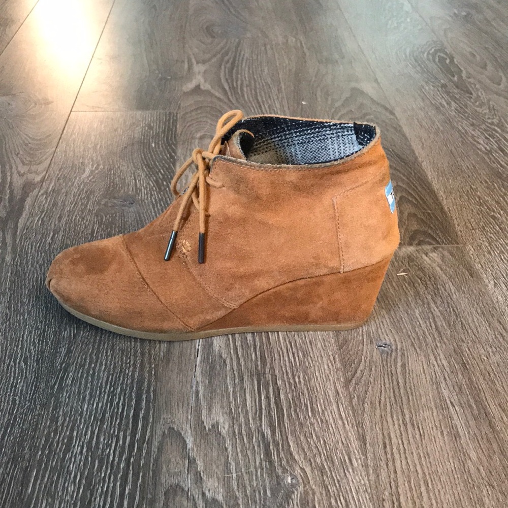 Toms Suede Wedge Booties.